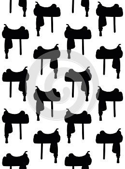 Vector seamless pattern of horse saddle silhouette
