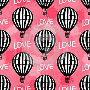 Vector Seamless Pattern Hot Air Balloon