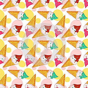 Vector seamless pattern with ice cream.