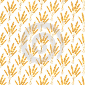 Vector seamless pattern illustration ears of wheat. Malt beer background. Autumn harvest. oktoberfest. bread