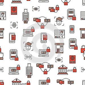 Vector thin line art security seamless pattern