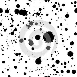 Vector seamless pattern with ink blobs and drips.