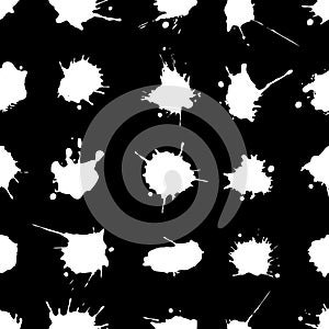 Vector seamless pattern with ink blots and brush strokes