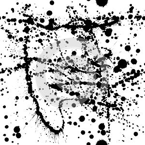 Vector seamless pattern with ink brush dripping and splatter.