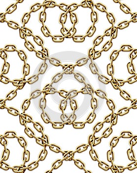 Vector seamless pattern of interlaced golden chains