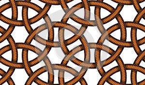 Vector seamless pattern of interlaced leather cords