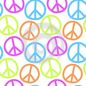 Vector seamless pattern with international symbol of pacifism, disarmament, world peace