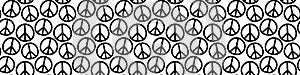 Vector seamless pattern with international symbol of pacifism, disarmament, world peace in simple doodle flat style photo