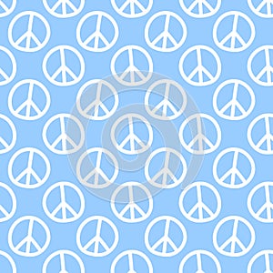 Vector seamless pattern with international symbol of pacifism, disarmament, world peace in simple doodle flat style photo