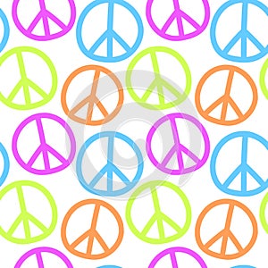 Vector seamless pattern with international symbol of pacifism, disarmament, world peace photo