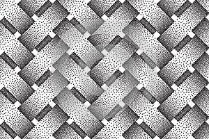 Vector seamless pattern of interweaving bars. Stipple texture.