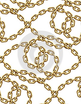 Vector seamless pattern of interwoven golden chains