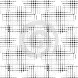 Vector seamless pattern with Irregular abstract linear grid. Graphical hand drawn background