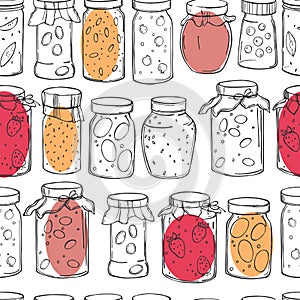 Vector seamless pattern with jam jars