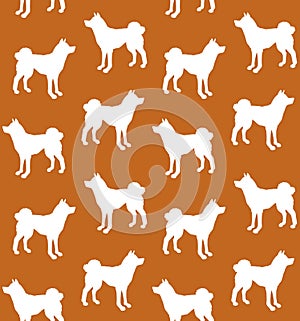 Vector seamless pattern of Japanese akita inu dog