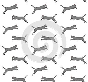 Vector seamless pattern of jumping cat