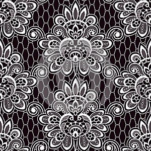 Vector Seamless Pattern. Lace Print. Flowers, Palms.