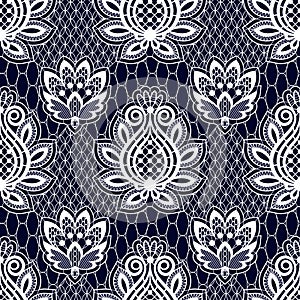 Vector Seamless Pattern. Lace Print. Tropical Flowers.