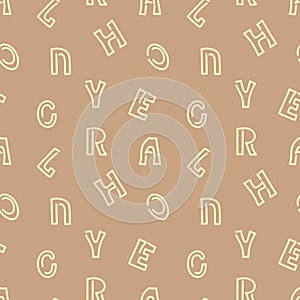 Vector seamless pattern with letters of the alphabet. Hand drawn doodle illustrstion