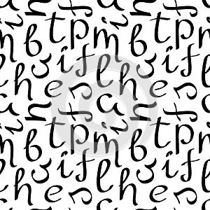 Vector seamless pattern with letters of the alphabet. Hand drawn doodle illustrstion. Backgrounds, textile, wrapping paper