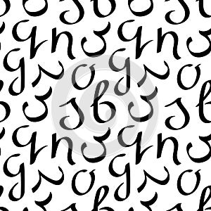 Vector seamless pattern with letters of the alphabet. Hand drawn doodle illustrstion. Backgrounds, textile, wrapping paper