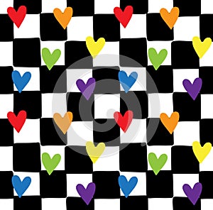 Vector seamless pattern of lgbt hearts
