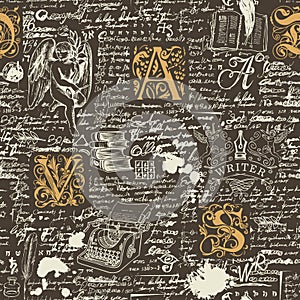 Vector seamless pattern on a literary theme