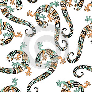 Vector seamless pattern with lizards.