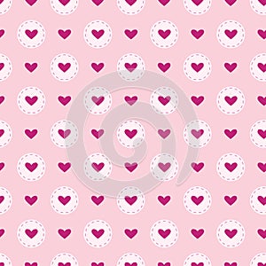 Vector seamless pattern of lovely background. Illustration of hearts in a circle on a pink background. Romantic composition fro yo photo