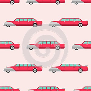 Vector seamless pattern luxury limousine long car transportation detailed auto business transport design pickup