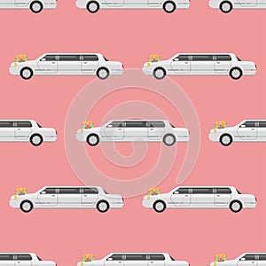 Vector seamless pattern luxury limousine long car transportation detailed auto business transport design pickup