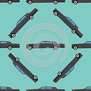 Vector seamless pattern luxury limousine long car transportation detailed auto business transport design pickup