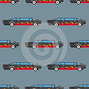 Vector seamless pattern luxury limousine long car transportation detailed auto business transport design pickup