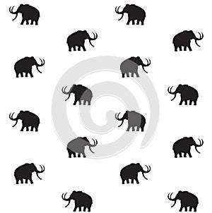 Vector seamless pattern of mammoth silhouette