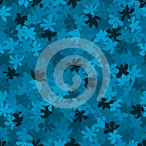 Vector seamless pattern with maple leaves. Denim blue repeating pattern