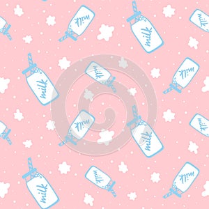 Vector seamless pattern with milk bottle.