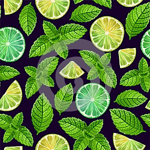 Vector seamless pattern with mint and lime