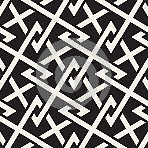 Vector seamless pattern. Modern abstract lattice design. Repeating geometric interlaced zigzag sharp lines.