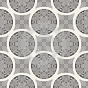 Vector seamless pattern. Modern stylish abstract texture. Repeating geometric circle and star tiles from decorative