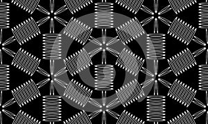 Vector Seamless Black and White Morphing Halftone Grid Gradient Pattern Geometric Background.