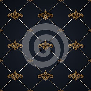 Vector seamless pattern. Modern stylish texture design in Victorian style. Ornamental baroque background. Ornate floral