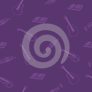 Vector seamless pattern with musical instruments