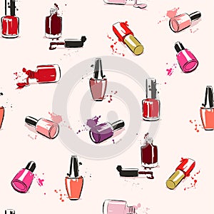 Vector seamless pattern with nail polish