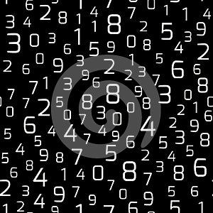 Vector seamless pattern with numbers in random order