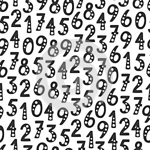 Vector seamless pattern with numbers in random order