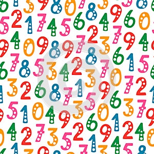 Vector seamless pattern with numbers in random order