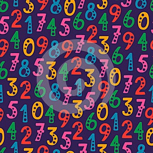 Vector seamless pattern with numbers in random order
