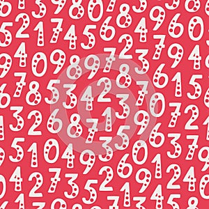 Vector seamless pattern with numbers in random order