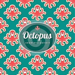 Vector seamless pattern with octopus