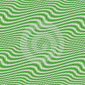 Vector seamless pattern with optical illusion effect. Green abstract background